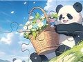 Žaidimas Dėlionė: krepšelio gėlių panda  internete