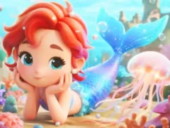 Žaidimas Jigsaw Puzzle: Chibi Mermaid Marshmallow Jellyfish internete