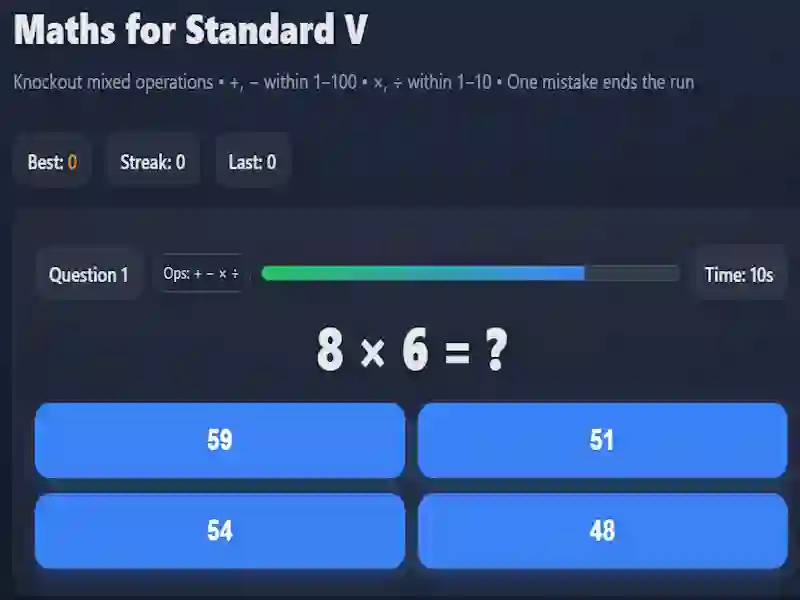 Žaidimas Maths for Standard V internete