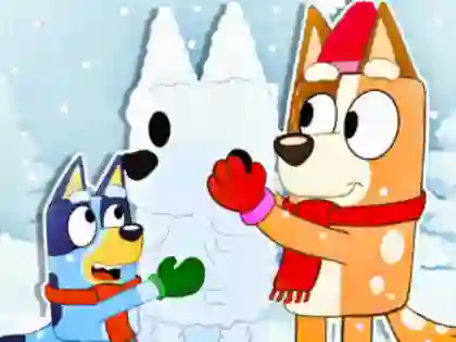 Žaidimas Jigsaw Puzzle: Bluey Christmas Snowman internete