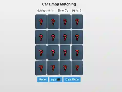 Žaidimas Car Emoji Matching internete