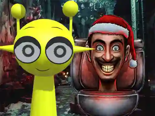 Žaidimas Sprunki in Backrooms Christmas Skibidi internete