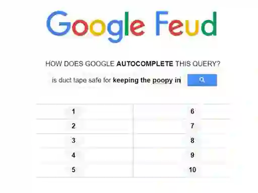Žaidimas Google Feud internete