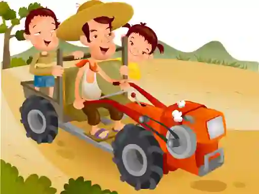 Žaidimas Cartoon Tractor Puzzle internete