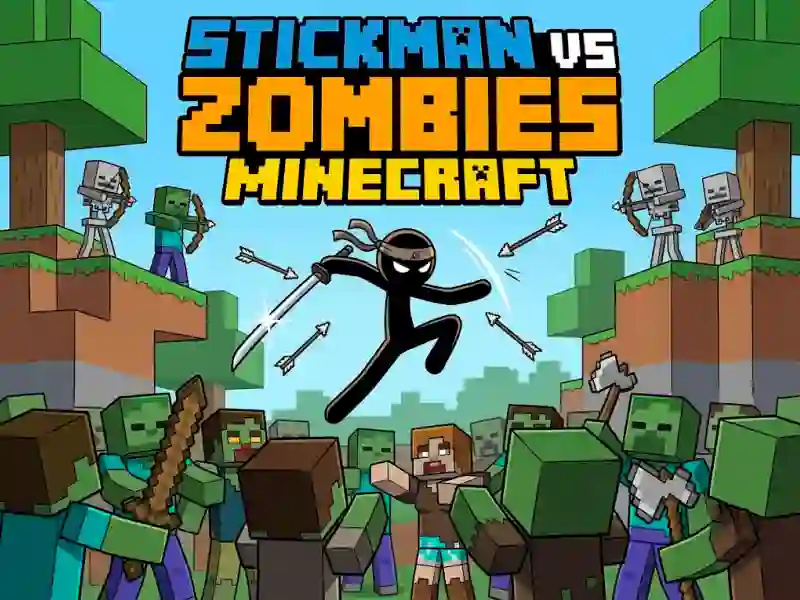 Žaidimas Stickman vs Zombies Minecraft internete