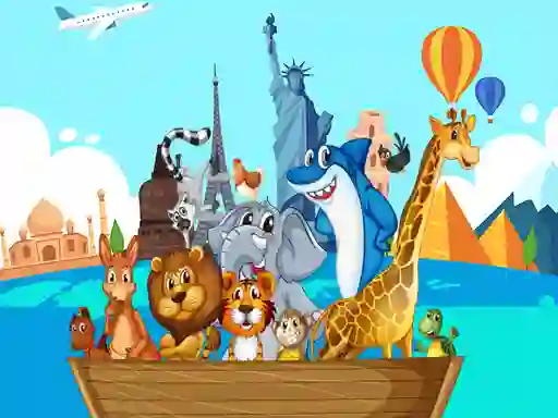 Žaidimas Crazy Friends Travel The World Puzzle internete