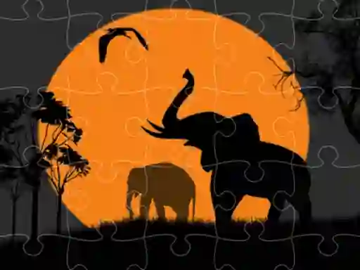 Žaidimas Elephant Silhouette Jigsaw internete