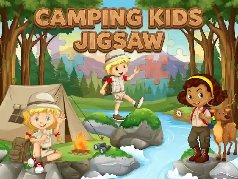 Žaidimas Camping kids jigsaw internete