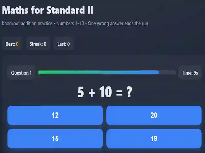 Žaidimas Maths for Standard II internete