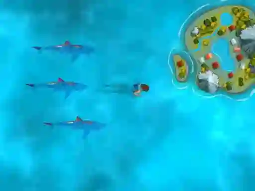 Žaidimas Survive the Sharks internete