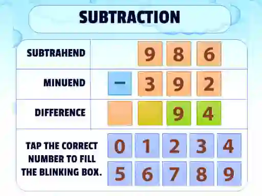 Žaidimas Subtraction Practice internete