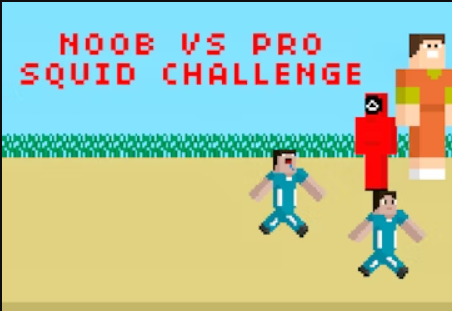 Žaidimas „Noob vs Pro Squid Challenge“.  internete
