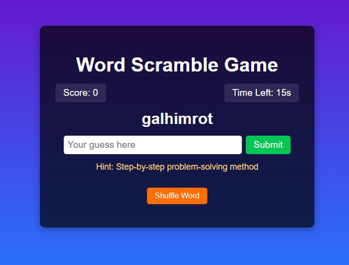 Žaidimas Word Scramble žaidimo iššūkis  internete