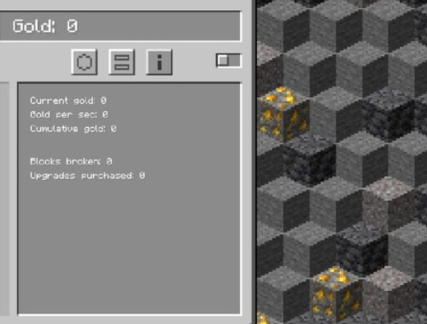 Žaidimas „Minecraft Gold Clicker“ internete