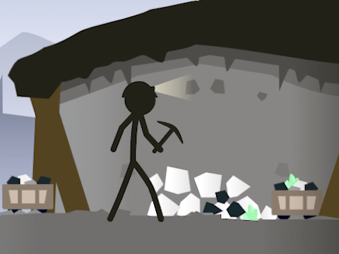 Žaidimas „Stickman“ kasybos simuliatorius  internete