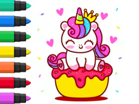 Žaidimas Spalvinimo knyga: „Unicorn Cupcake“  internete