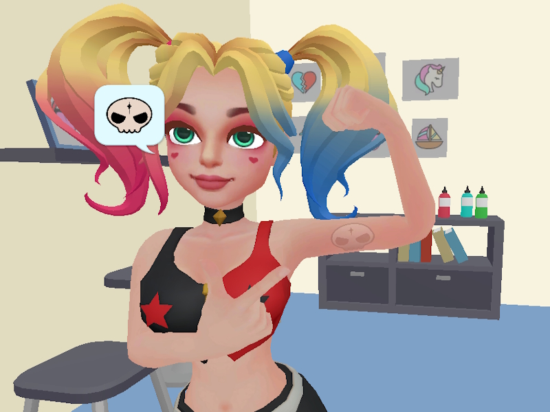 Žaidimas „Ink Shop“ tatuiruočių meno ASMR internete